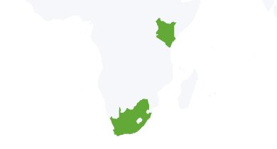 Map of Kenya and South Africa